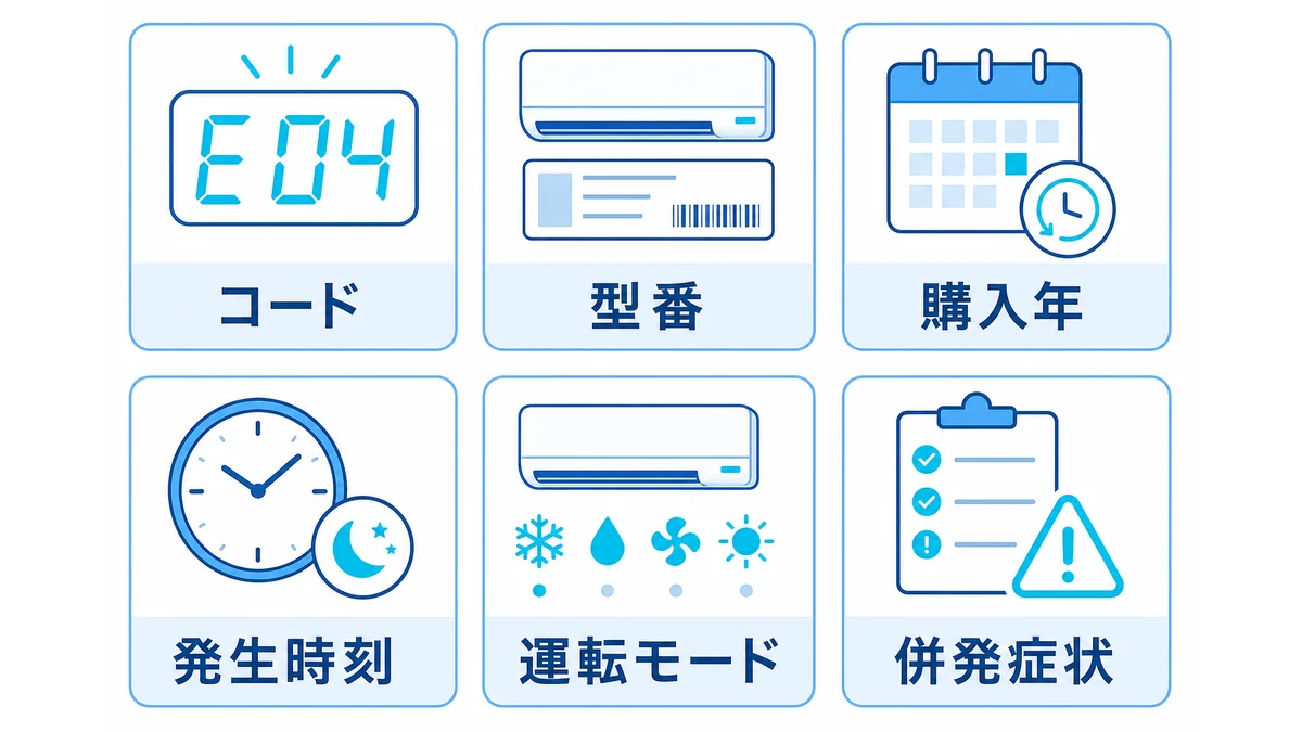 エアコンのエラーコードを控える項目の図