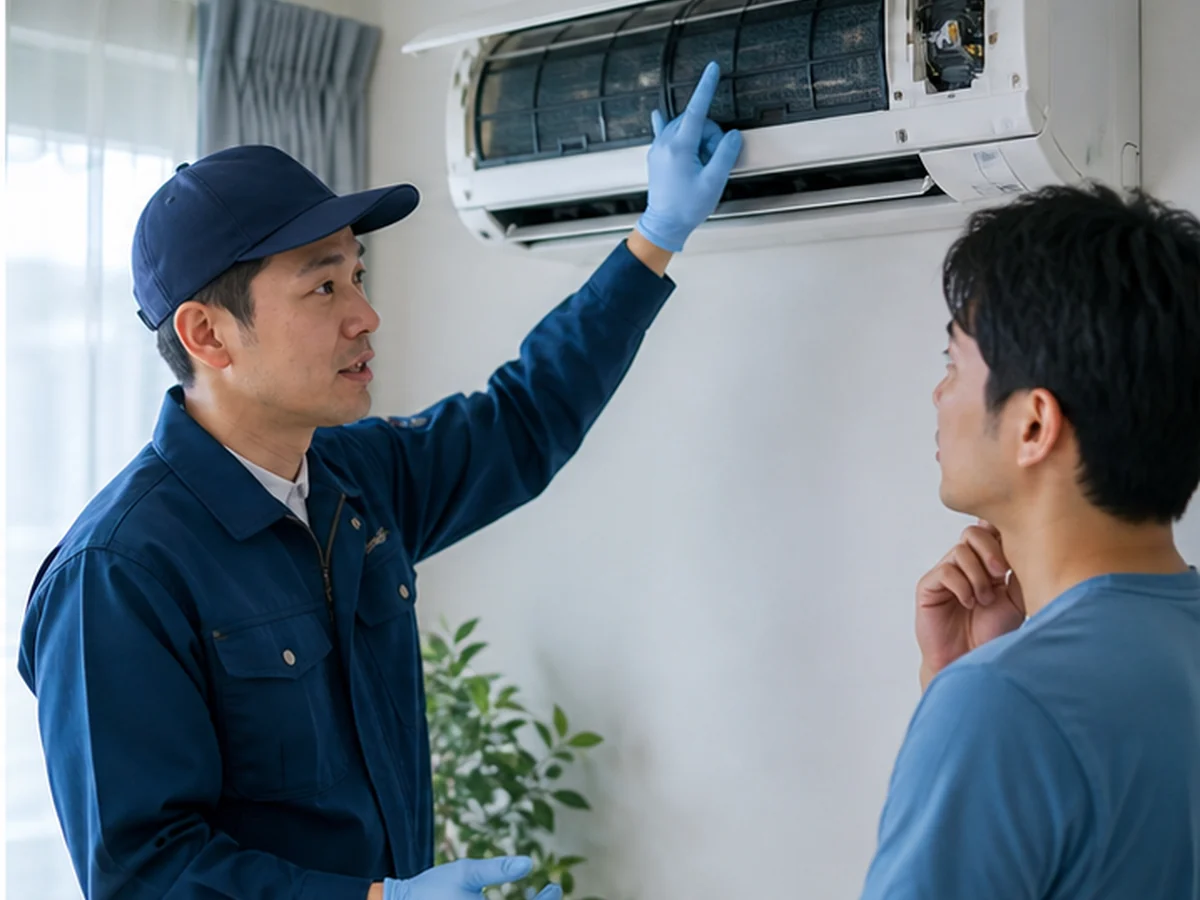 冷媒や内部へ自分で触れないための確認場面
