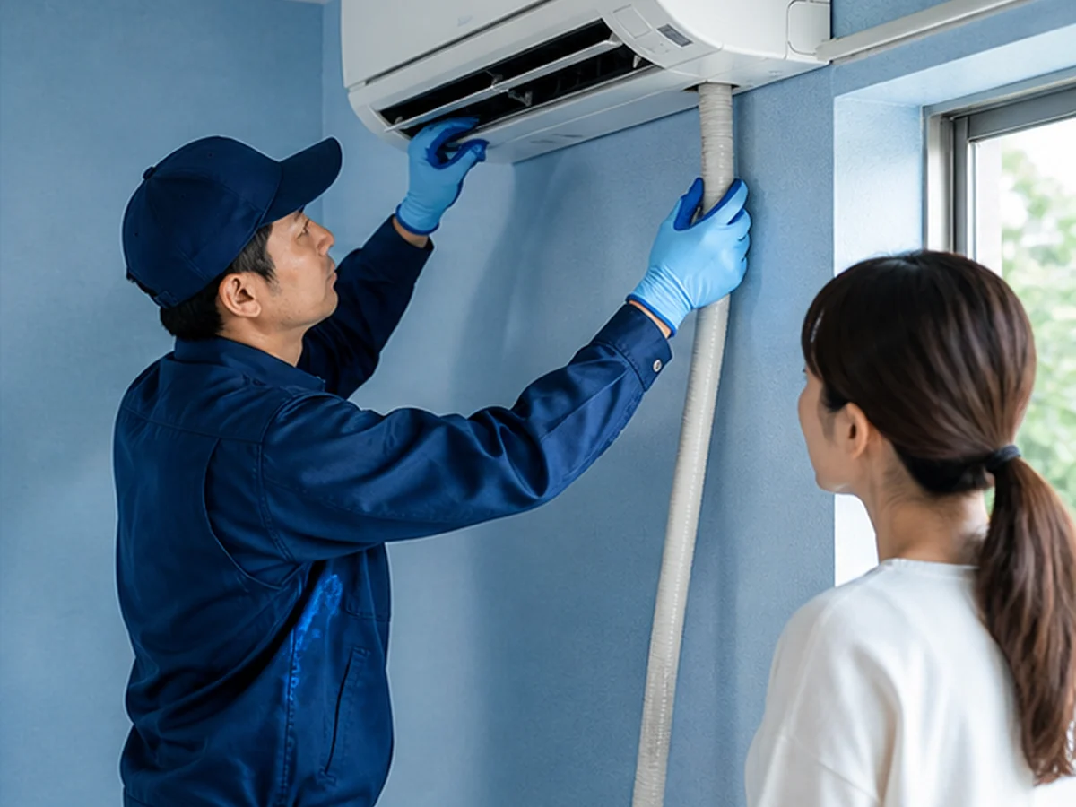排水口の奥へ道具を入れないための確認場面