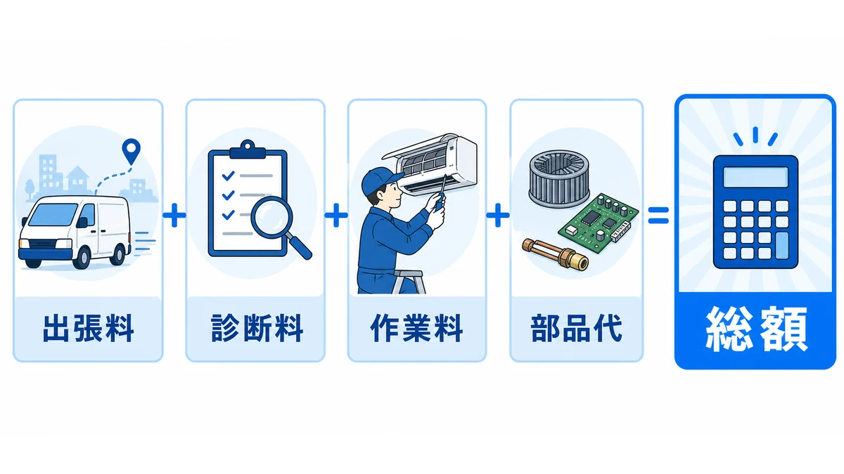 エアコン修理費の内訳を表す図